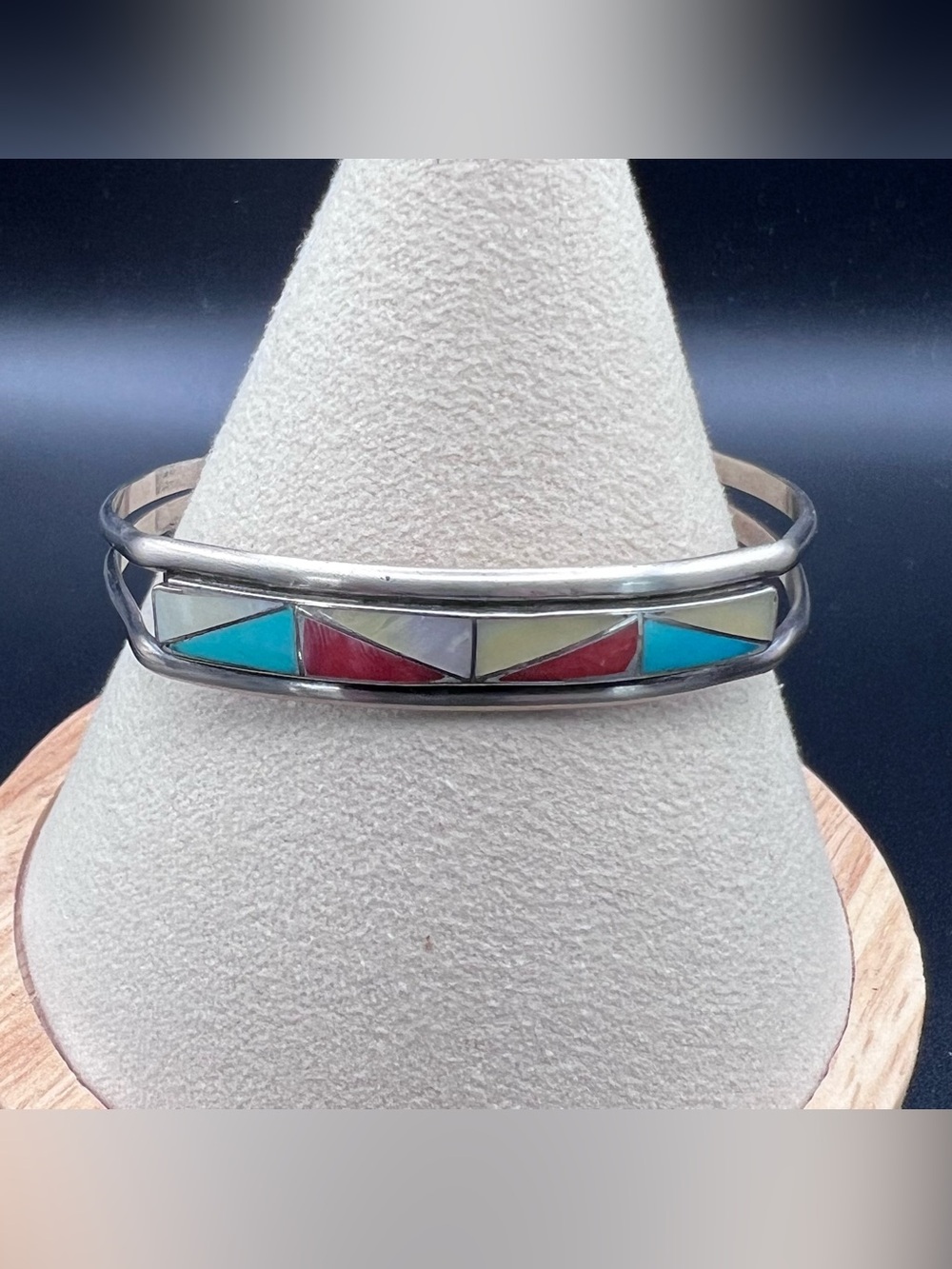 Native American Inlay Cuff by Charlene Zunie - Picture 2 of 9